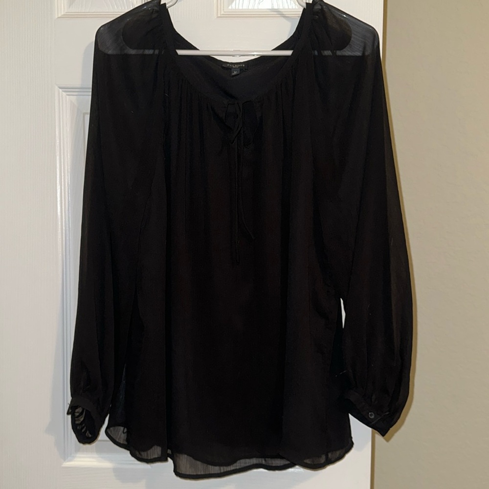 Talbots Sheer Balloon Sleeve Blouse